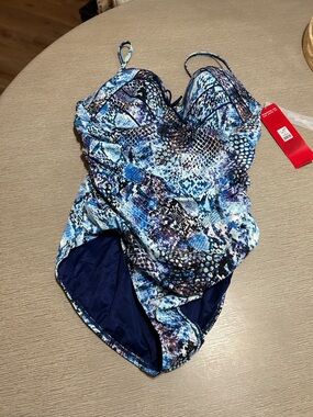 SPANX Blue Multitone Snake-Pattern One-Piece Swimsuit